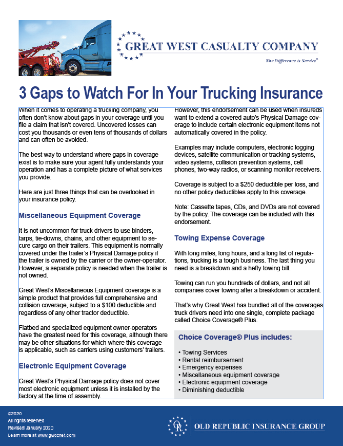 3 Gaps to Watch For In Your Trucking Insurance Flyer